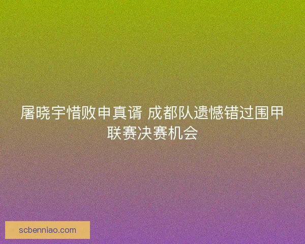 屠晓宇惜败申真谞 成都队遗憾错过围甲联赛决赛机会